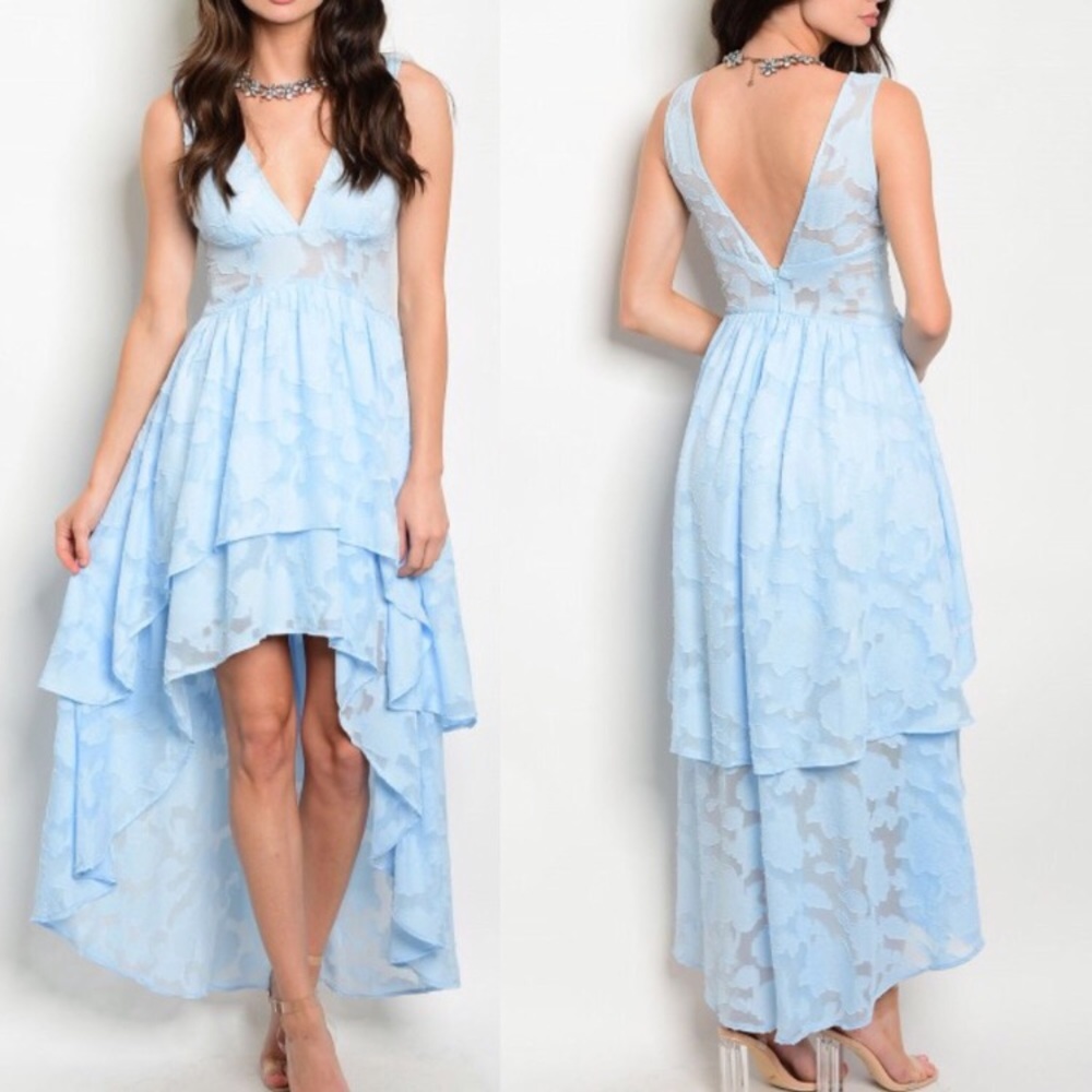 🌸Blue 🌸Lace 🌸High Low Ruffle Dress🌸